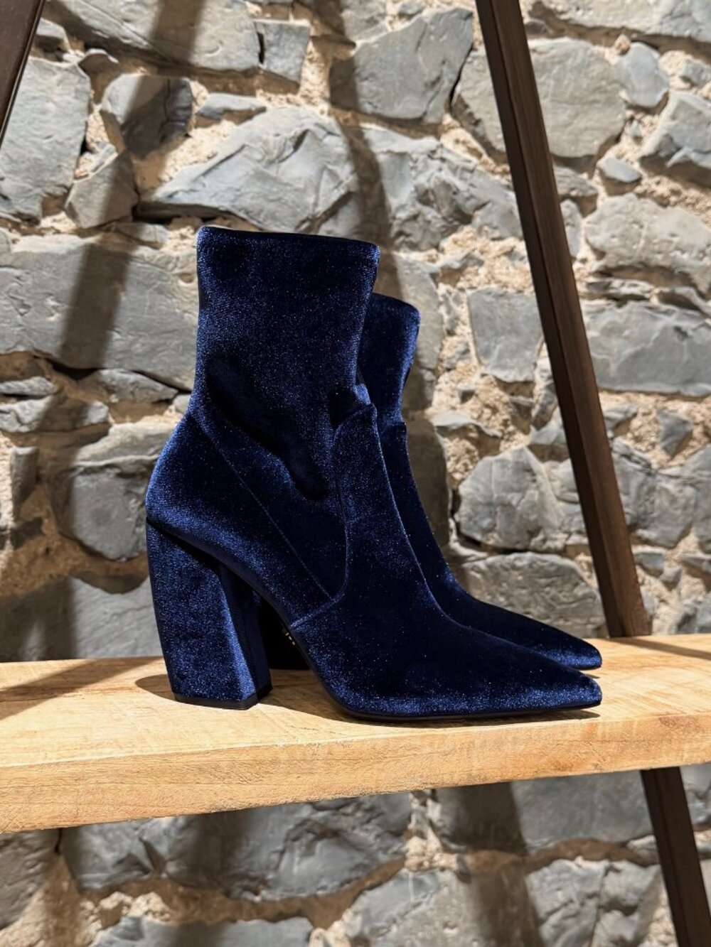 Prada Royal Blue Stretch Velvet Sock Heeled Boots